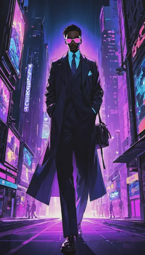 ((((black light poster art)))), fashionable sinister scientist stands confidently in a trendy urban setting, dressed in chic and stylish attire, bustling cityscape with towering skyscrapers, vibrant street art, a sense of energy and excitement