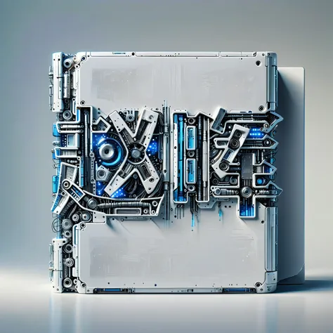 (metal book:1.5), digital art，cyberpunk，(white ceramic housing:1.5)，blue transparent glass，3d rendering，ray tracing，reasonable s...