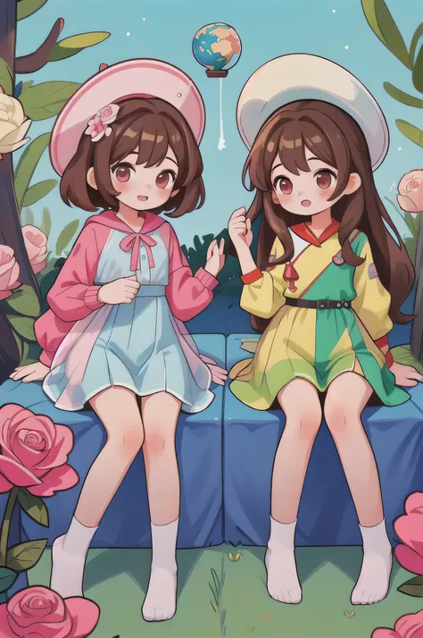 Brincar de Esconde-Esconde - (Two brunette twins, de 5 anos, roupas rosa) Elas aprendem sobre as cores enquanto pintam e exploram o mundo ao seu redor. (twin 11 year old girls)