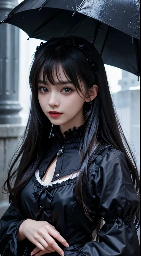 top-quality　​masterpiece　8k  ultra-detailed face　one woman wearing gothic lolita　full body photo　kawaii pose　sexy pictures　focus...