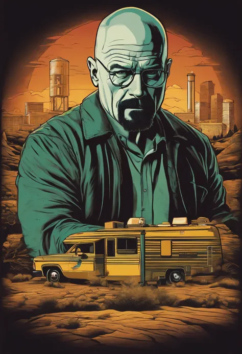 Pop culture ilustration of breaking bad for a tshirt