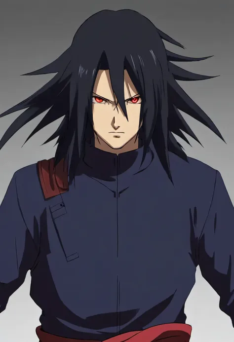 homem de anime uchiha madara uchiha madaracom um comportamento sombrio e taciturno, com olhos vermelhos brilhantes e um sorriso ...