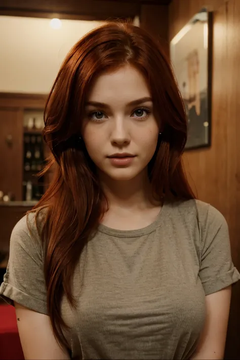 A very pretty and attractive red hair 25 years old with pear eyes. Very realistic