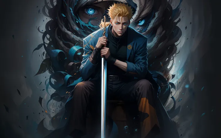 Man with similar characteristics to Anime Jujutsu Kaisen ,pele escura ,cabelo dread azul,olhos azul brilhando ,olhos detalhados,olhos realista, Features of beautiful eyes,destaque nos olhos ,Whole body vision,