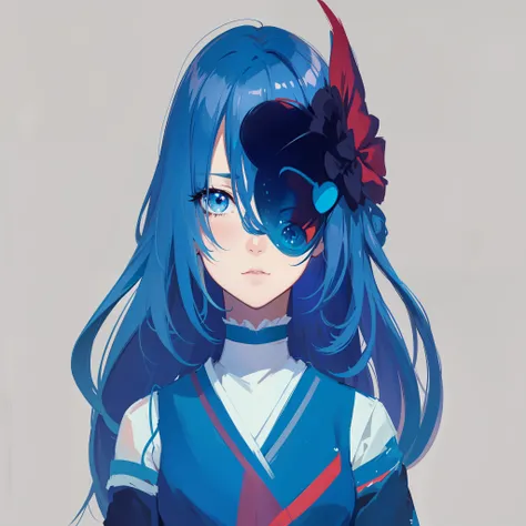 anime girl with blue hair and a red bow in her hair, anime styled digital art, anime style 4 k, digital anime illustration, anime style portrait, anime portrait, made with anime painter studio, flat anime style shading, anime stylized, portrait of an anime...