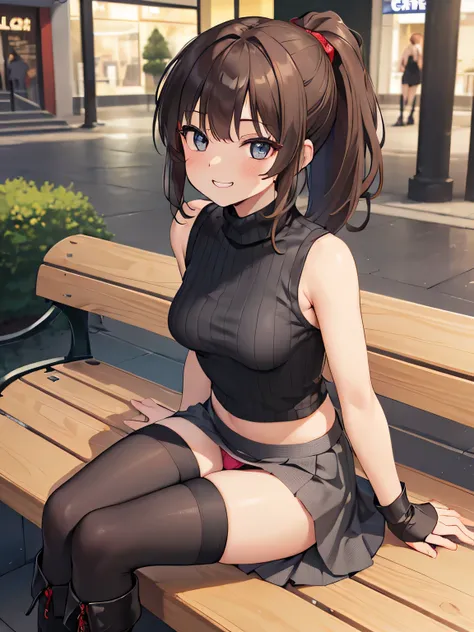 (masterpiece, highest quality, High resolution, realistic pictures, realistic skin:1.1),
(女性はShopping Mall Benchに座っている:1.8),
(she is sitting with her legs closed: 1.8),
(her skirt is so short、I can almost see the pants: 1.8),
(Please use the female panty s...