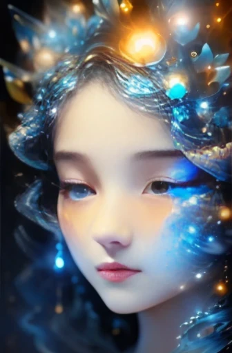 imagine a glass woman, Her delicate figure is like a sculpture-like work of art, Crying in the Starry Sky. The blue night enveloped her, Casting a melancholy light on her ethereal figure. Her glass body glows with bright blue hues, Every line and curve is ...