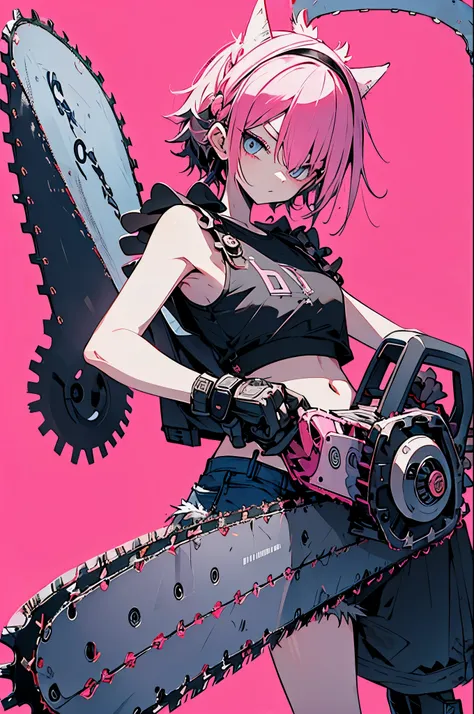 best image quality,(best quality:1.1),(ultra-detailed:1.1), cowboy shot, (one woman, punk fashion woman, pink spiky hair, other ...