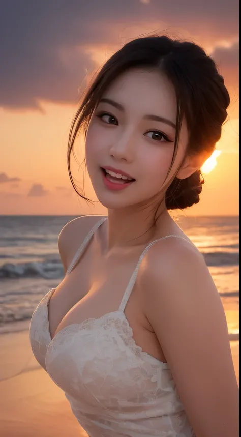 Mustepiece, top quality, illustration, ultra-definition, fine details, high resolution, 8K wallpaper, perfect dynamic composition, beautiful detailed eyes, wearing a dress, natural color lips, beach, random cute pose, perfect and beautiful face , cute, sex...