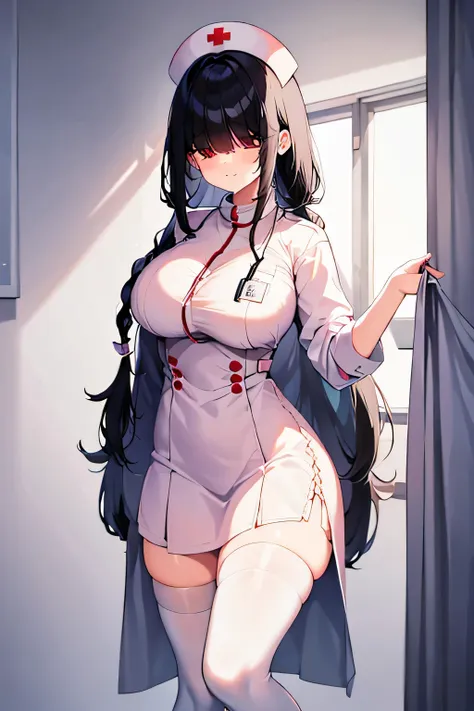 high quality, best work, 最high qualityの画像, super detailed, super detailed face and eyes, finger details, nurse, white nurse cost...