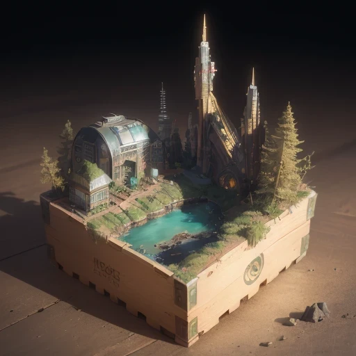 6598年Mars realistic model, (Bifurcation, original photo, best quality, masterpiece:1.4),Steampunk Cyberpunk 6820 City,(CyberpunkMars light:1.3), Mars (related to land),(in a small nature box:1.3),Isometric, small nature, landscape on foundation,landscape,