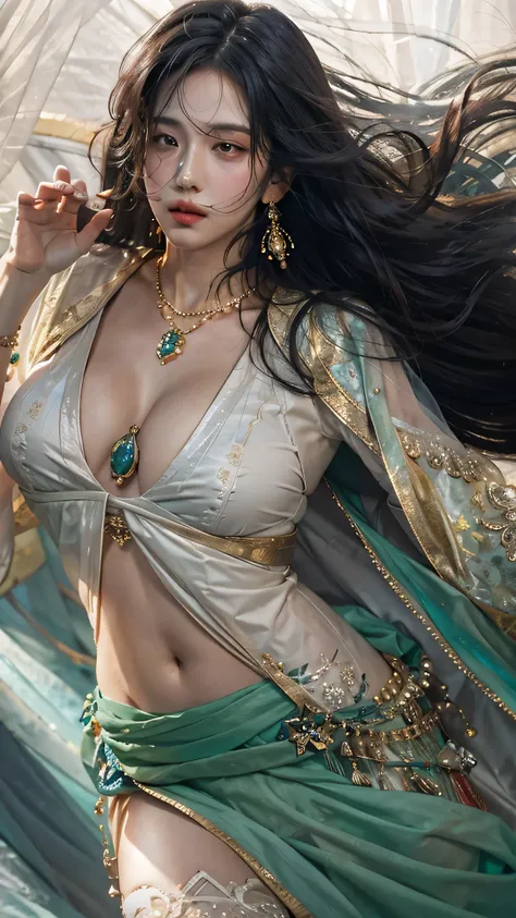 photorealistic, high resolution, soft light,1women, solo, hips up, shinning skin, (detailed face), jewelry, tattoo, super long hair, sperm on her face (facial), black hair, long hair