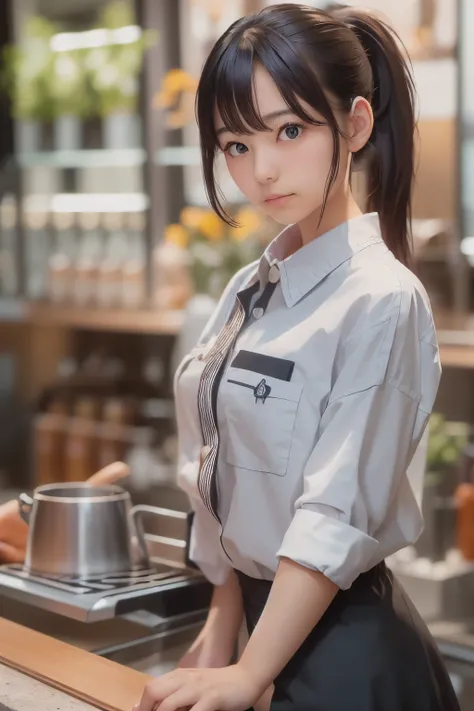 ((sfw: 1.4)),((detailed face, professional photography)), ((sfw, barista uniform, low-ponytail hair, sidelocks-hair, 1 Girl)), Ultra High Resolution, (Realistic: 1.4), RAW Photo, Best Quality, (Photorealistic Stick), Focus, Soft Light, ((20 years old)), ((...