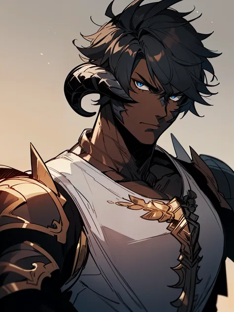 ((black hair)), ((front horns)), ((black au ra)), ((black scales on skin)), (((dark skin))), (knight (final fantasy), ((serious ...