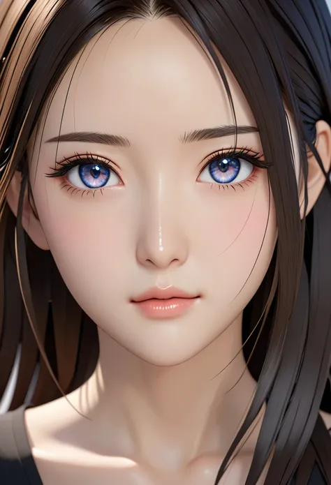 Arafad&#39;s image of a woman with long hair and black top, 3 d anime actual, photoactual anime girl render, 8k portrait rendering, actual anime 3 d style, Smooth anime CG art, actual young anime girl, actual. cheng yi, photoactual anime, beautiful actual ...