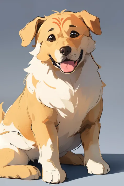 ((Melhor qualidade)), ((golden breed dog)), (drawing of a focused and happy golden breed dog), rosto de desenho