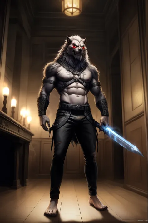 (((barefoot furry character, full body, cinematic setting, male))) the beast is back, the beast in black the beast is back, the ...