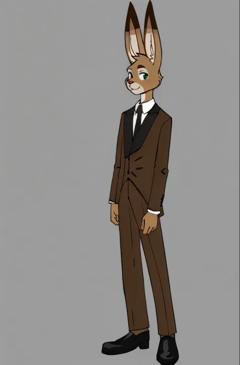 Brown hare, male, tall man, fur, furry, anthro, formal clothes, big ears