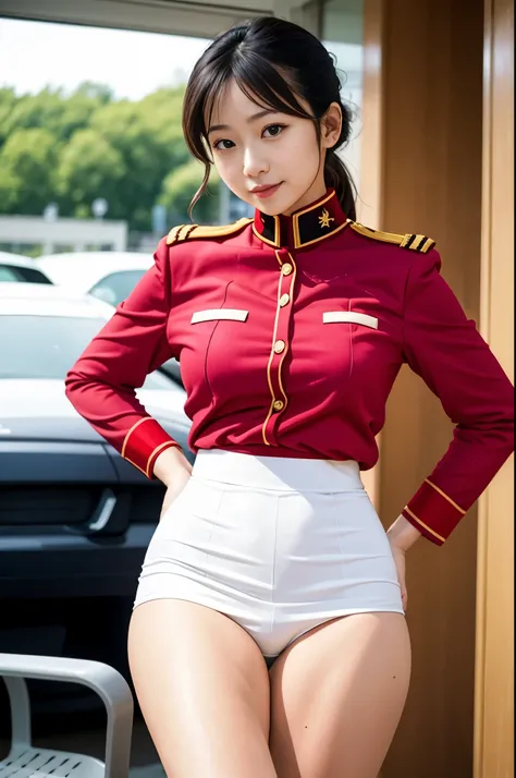 real photos、real photos、Highest imYear quality、Beautiful woman、beautiful thighs、beautiful face、real imYear、federal army uniform miniskirt、ponytail、Yuriko Yoshitaka、16Year日本人女性、Zuo々Ki Nozomi:1.4、pretty girl、white pantiesが丸見え、1６Year、（white panties:1.3）、super...