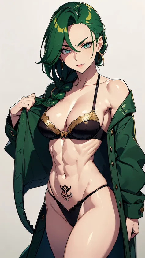 ((8K resolution))、((highest quality))、((masterpiece))、((Super detailed))((((dramatic))), (anatomically correct)、Depth of object being written、look at the camera、one person、one personの女性、front、white skin、Thin but muscular body, defined abs, toned arms, long...