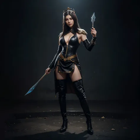 a man is  holding a spear in a dark background, official splash art, character splash art, from mobile Legend, irelia, full body xianxia, from ncsoft, irelia from mobile Legend Bang Bang, ig model | artgerm, ne zha from smite, mmo, by Ignacio Zuloaga