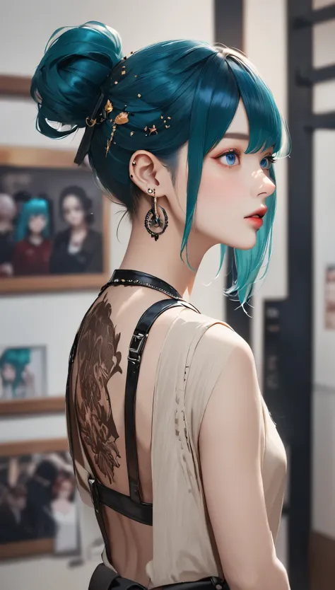 raw photo、realistic、realistic-oriented、hair ornaments、earrings、tattoo、goth_punk, 1 girl, alone,、highest quality, realistic, supe...