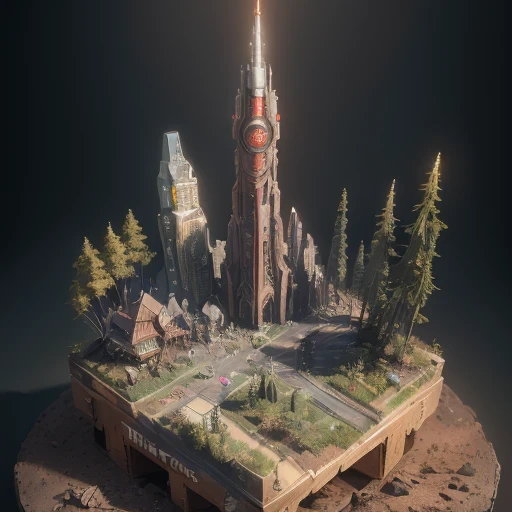 6598年Mars realistic model, (Bifurcation, original photo, best quality, masterpiece:1.4),Steampunk Cyberpunk 6820 City,(CyberpunkMars light:1.3), Mars (related to land),(in a small nature box:1.3),Isometric, small nature, landscape on foundation,landscape,