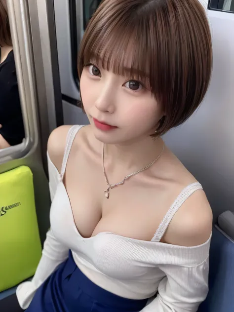 ((highest quality))、(masterpiece:1.4)、Raw photo、8K、((best image quality))、 ((highest resolution))、ultra fine photo、delicate face、Beautiful face in every detail、very detailed、(one woman:1.3)、realistic、(cute woman:1.3)、(short hair、disappoint one&#39;bangs)、(...