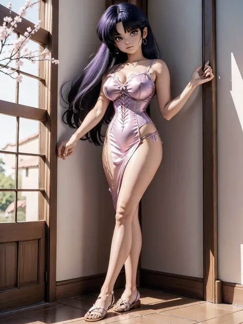 Garota anime de cabelo escuro com saia vestido longo purple meio transparente e espartilho, 16 anos, corpo bonito, seios grandes, com hand in panties , hand in hair, Garota sensual, blue hair cabelo, mechas de cabelo laterais, mechas de cabelo na lateral d...