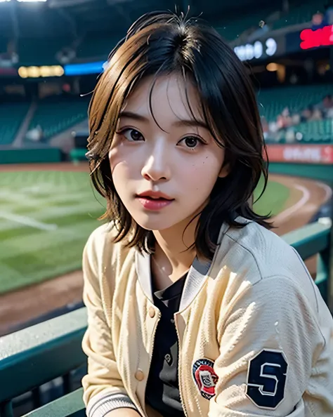 (1 girl:1.4)、(Baseball support、uniform jacket:1.2)、(Photoreal:1.4)、(hyper realistic:1.4)、(realistic:1.3)、(smooth lighting:1.05)、(Movie lighting Improvement of quality:0.9)、32K、20 year old girl、(from thighs to head:1.2:1.3)、realistic lighting、Backlight、faci...