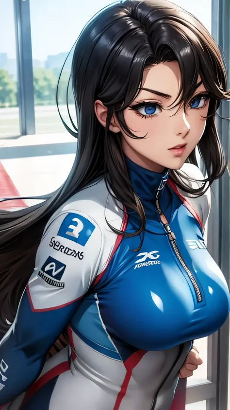 racing suit、cute、seriously、long eyelashes、highest quality、anime style、chest is small、one person、mature woman