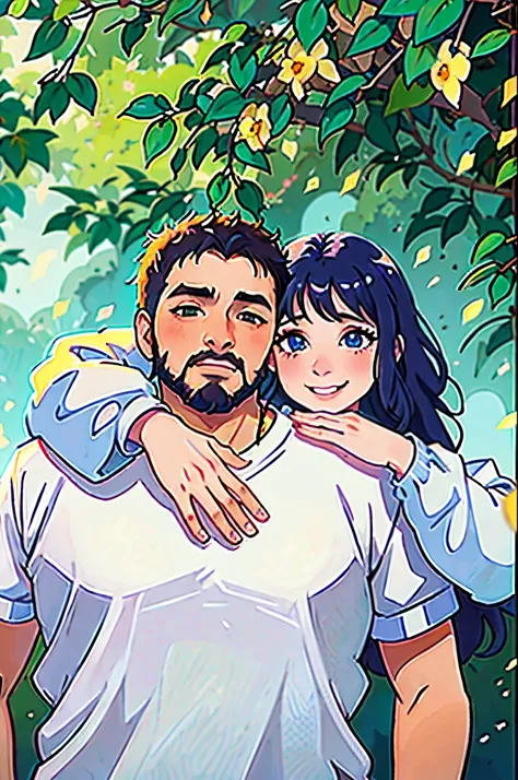 a lovely couple in anime style