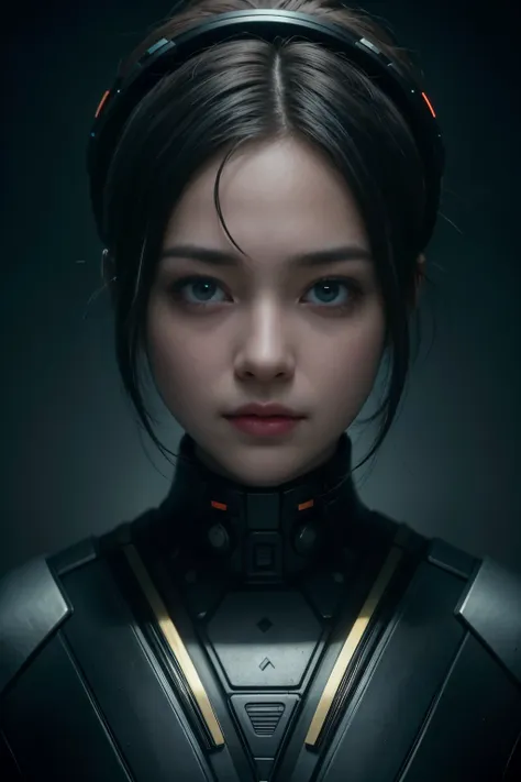 (high quality), (masterpiece), (detailed), 8k, hyper-realistic portrayal of a futuristic (1girl1.2), japanese character in an el...