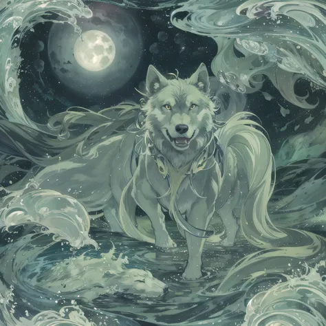 Wolf,beautiful green wolf, slime wolf, howling,moon,dog food,