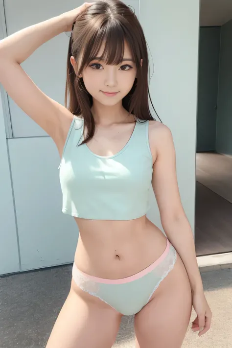 (Highest image quality, Highest image quality, Super A High Definition), (Raw photo, Realism 1.4), (flat chest), Fine skin, Fine face, Cute, AKB Girl, Teen Girls, Small breasts, Perfect Skin, thighs thighs thighs thighs, Medium Hair, Perfect, Brown hair, B...