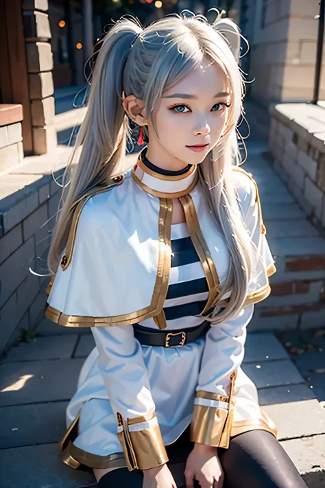 (masterpiece, best quality:1.4), ((1girl)), highres, solo, ((frieren)), ((18 years old)), cosplay, elf, pointy ears, white hair,...