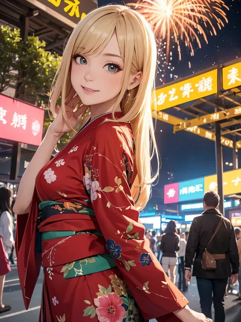 (((ultra high definition))), (((Salina))), (Pokémon), masterpiece, best quality, detailed, (1 girl), alone, (超detailed藍眼睛, long blonde hair, permanent: 1.2), (((Selfie action))), (sexy kimono), Lovely smile, (small breasts, healthy body :1.2), (Put your ar...