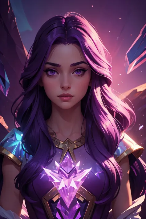 (((masterpiece))), best quality, illustration, 4K wallpaper, cinematic light, Absurdres, protrait of 1girl, long hair, purple crystal hair, glow hair, bloom hair, clothing princess, looking front