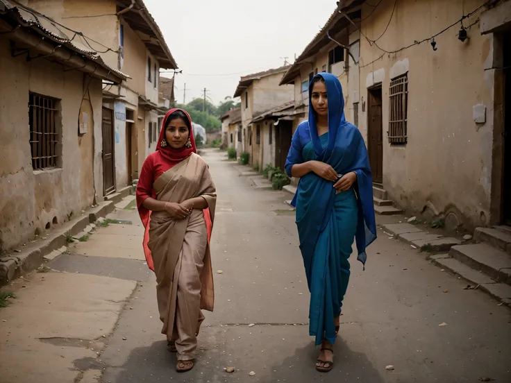 Inside a village there was a woman always wearing a saree with a cloth on her head looking very beautiful she had a 6 year old son and another small  on her lap she was always walking on the road inside the village I want pictures