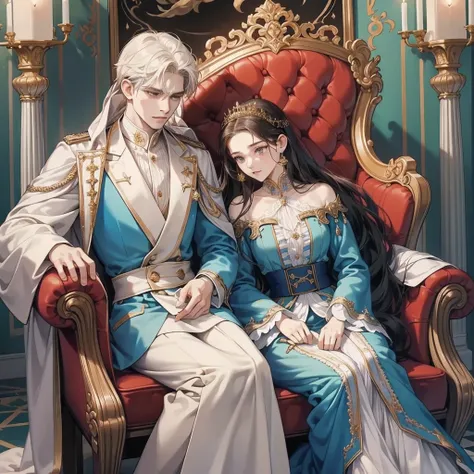 In the Great Kingdom, where grandeur and beauty intertwine, sits the young and radiant king and queen on their opulent throne. Despite the blessings of two cherubic sons, their youthfulness and charm continue to captivate the onlookers. The sons, around tw...