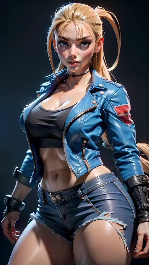 ((Best quality)), ((Masterpiece)), ((Realistic)) and ultra-detailed photography of a Cammy, (realistic:1.2), (realism), (masterpiece:1.2), (best quality), (ultra detailed),(8k, 4k, intricate),light particles, lighting, (highly detailed:1.2), black shirt, w...