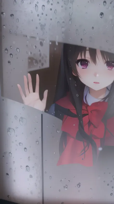 There&#39;s a girl looking out the window, anime styled 3d, rin tohsaka, it&#39;s raining!!, render of a cute 3d anime girl, 3d anime girl, it&#39;s raining!, anime style. 8K, Realistic anime 3d style, mysterious girl, it&#39;s raining, Another close up of...