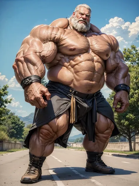 (best quality,4k,8k,highres,masterpiece:1.2),ultra-detailed,(realistic,photorealistic,photo-realistic:1.37),((massive muscular)) ((huge Muscular)) old man standing as contractor, super thick arms, super big pectoral