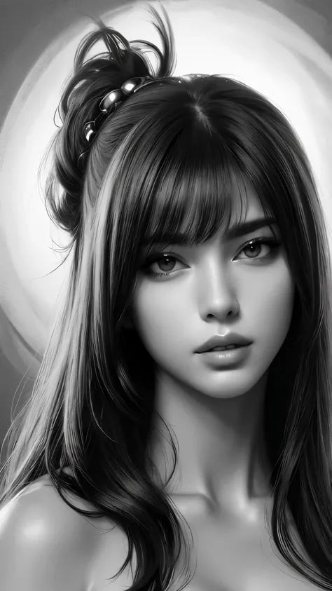 masterpiece, best qualitiy, RAW photos, realisticlying, A high resolution, hyper-detailing, Focus on the face,  Detailed eyebrows, realistic beautiful eyes, realistic glossy skin, straight Bangs, realistic movie lighting, detail shaded, high contrast,  Sle...