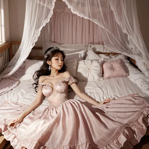 princess lie in the bed, mosquito net,gr3ysh33r