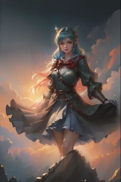 elf ears(((( 1girl, blue hair, right hand armament, // )), CGI, ((high quality:1.2, masterpiece:1.2)), absurdres, high resolution, (8k resolution), 8k, 8kres, 8k res, high details, detailed and intricate, intricate details, high intricate details, absurd a...