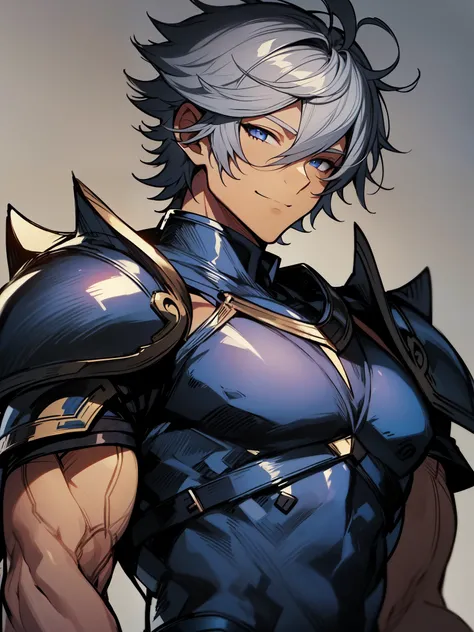 ((white hair)), (((light skin))), (paladin (final fantasy), ((cheerful expression)), ((holy warrior)), ((white armor)), ((fantasy clothing)), ((muscular build)), (((complementary colors))), ((mature male)), 1boy, beautifully drawn, high resolution illustra...