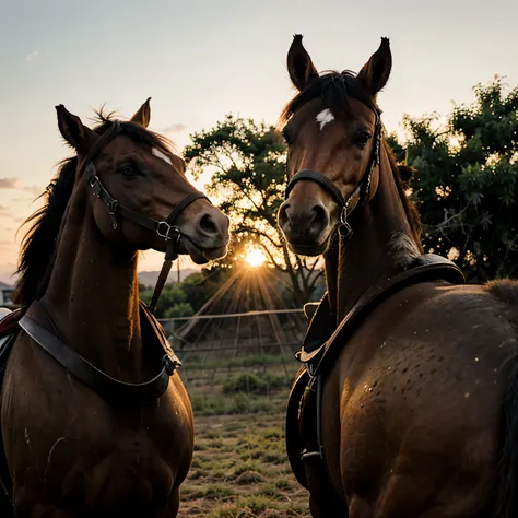 Campo mezcal jornaleros amanecer caballos