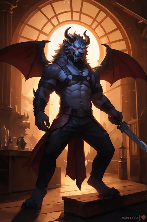 (((Barefoot furry character, full body, cinematic setting, male))) The Beast is back, the Beast In Black The Beast is back, the Beast In Black Tormented and wounded, branded and persecuted Torn inside out yet here I stand Fierce anger, blind madness, invok...