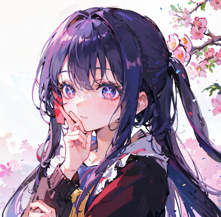 anime girl with long hair and ponytail in front of a cherry tree, anime moe artstyle, anime visual of a cute girl, young anime girl, beautiful anime portrait, anime style 4 k, cute anime girl, cute anime girl portraits, pretty anime girl, portrait of an an...